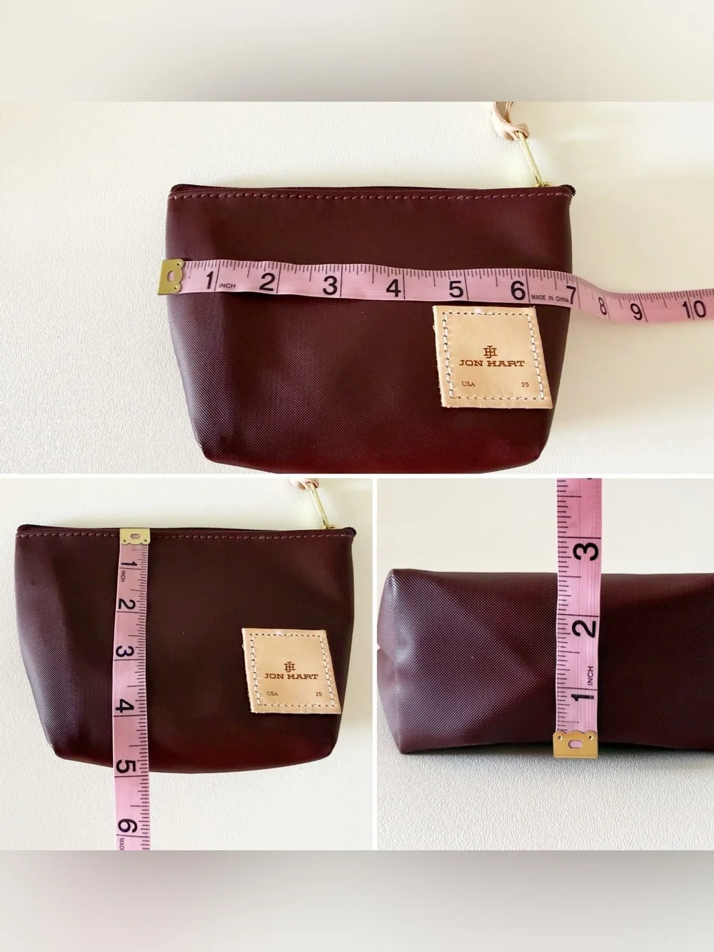 Jon Hart Chico Bag Burgundy Travel Pouch Cosmetic Case Personalized Hannah Small
